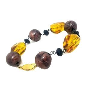 Fall Fashion Autumn Colored Beaded Bracelet Link Clasp Pretty Costume Jewelry